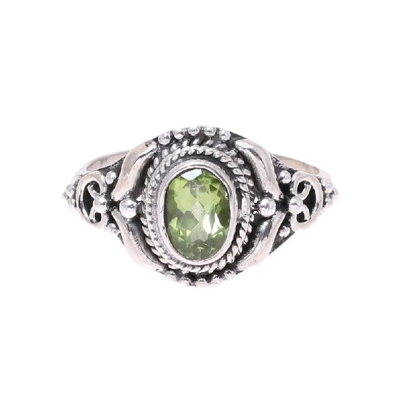 Branch-twist ring-NOVICA Traditional Romantic, Peridot cocktail ring