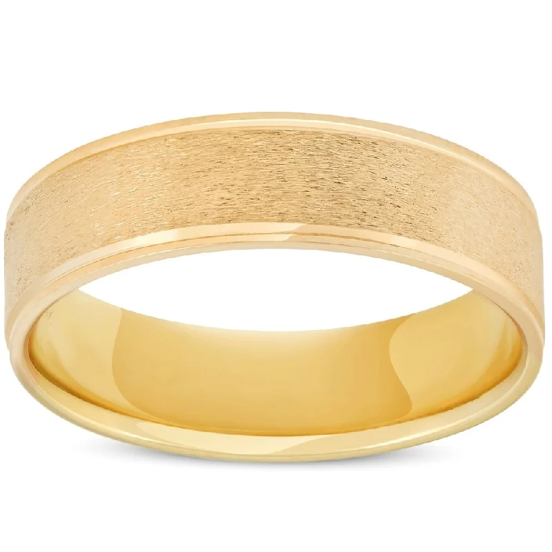 Bold quartzite ring-Pompeii3 10k Yellow Gold 6MM Brushed Mens Wedding Band