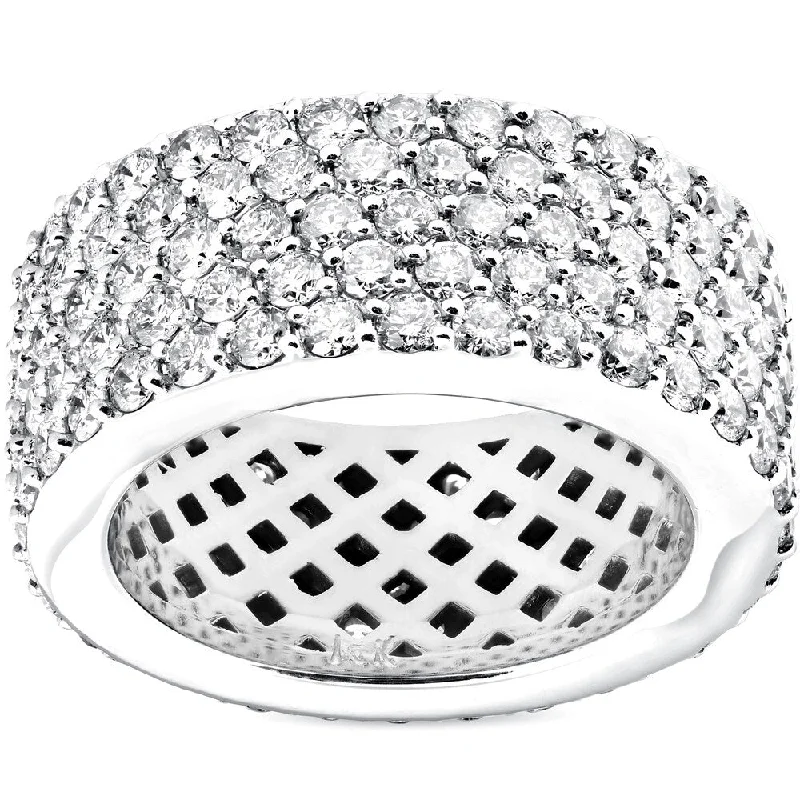 Pure gem ring-Pompeii3 14k White Gold 5 ct TDW Diamond Multi Row Wide 10MM Pave Eternity Ring (H-I/VS1-VS2)