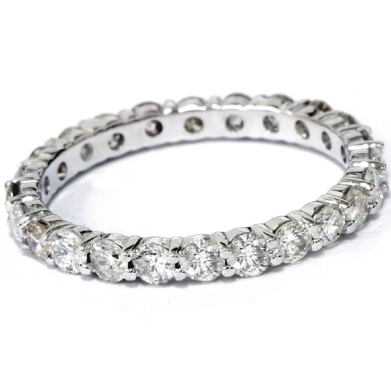 Branch-twist ring-Round Brilliant Cut 1.00 ctw Genuine Lab Grown Diamond Platinum Eternity Band