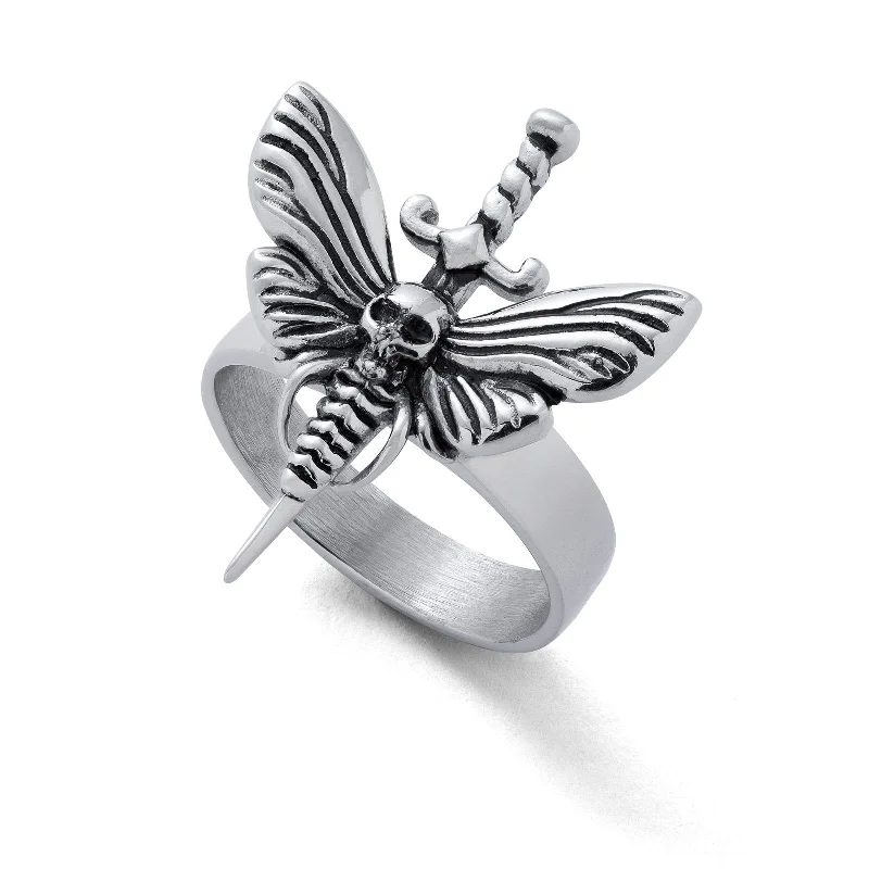 Wire-twirl ring-Death's Head Moth Ring