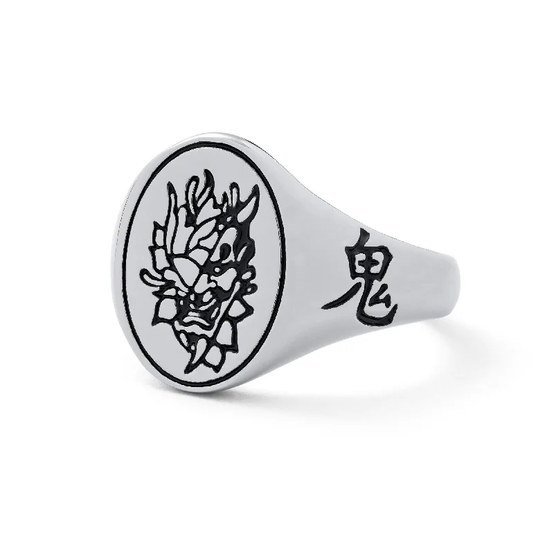 Split-level ring-EM GOLDS X STATEMENT "Peony Oni" Signet Ring