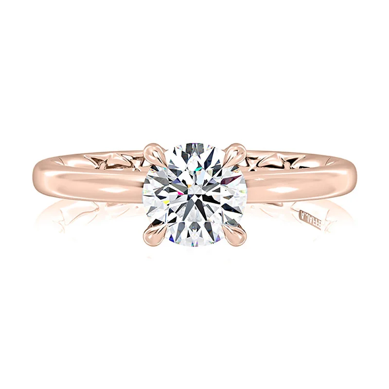 Inset gem ring-Solitaire Ring | 14k Rose (1.50ct Head)