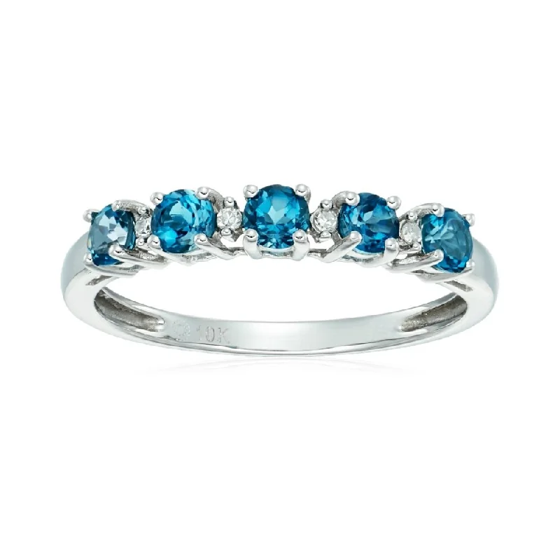 Paneled band ring-Sterling Silver 1.02Ctw London Blue Topaz Ring