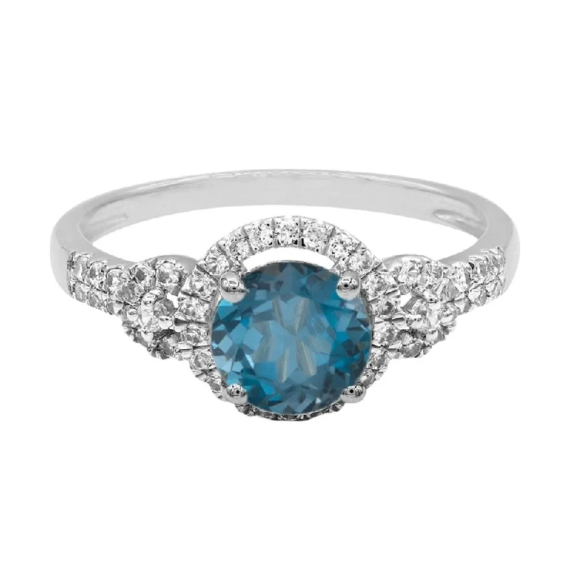 Dusk-cut ring-Sterling Silver 1.65Ctw London Blue Topaz & Diamond Classic Ring