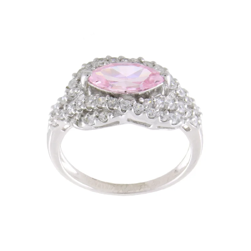 Worn rim ring-Sterling Silver 2 1/5ct Pink and White Cubic Zirconia Cluster Ring