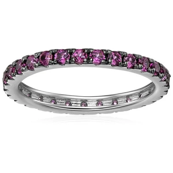 Bold quartzite ring-Sterling Silver Rhodolite Eternity Band Ring, Size 7 - Red