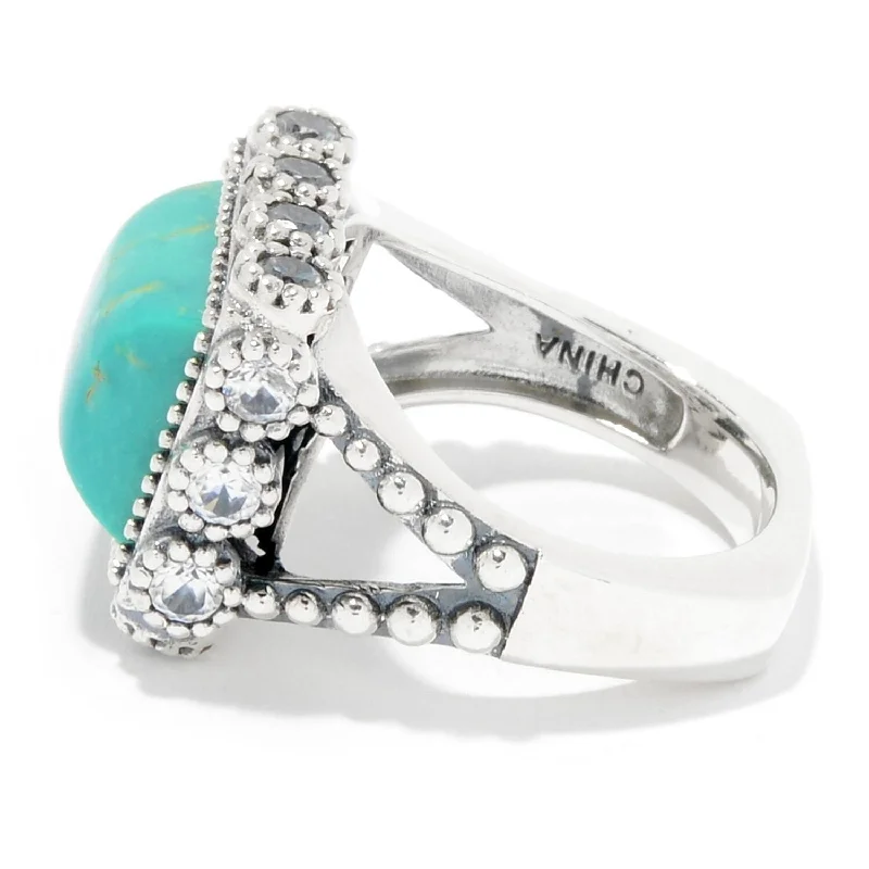 Twelve-gem ring-Sterling Silver Turquoise & Gem East-West Ring