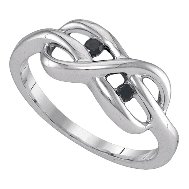 Polished cobalt ring-Sterling Silver Womens Round Black Color Enhanced Diamond Infinity Ring 1/20 Cttw