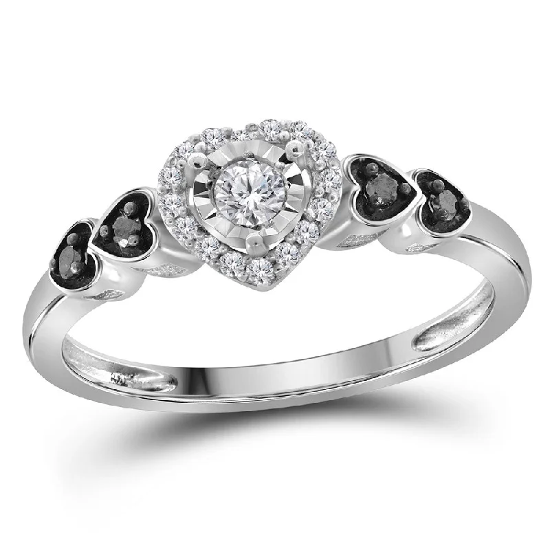 Solar glow ring-Sterling Silver Womens Round Diamond Solitaire Ring 1/5 Cttw