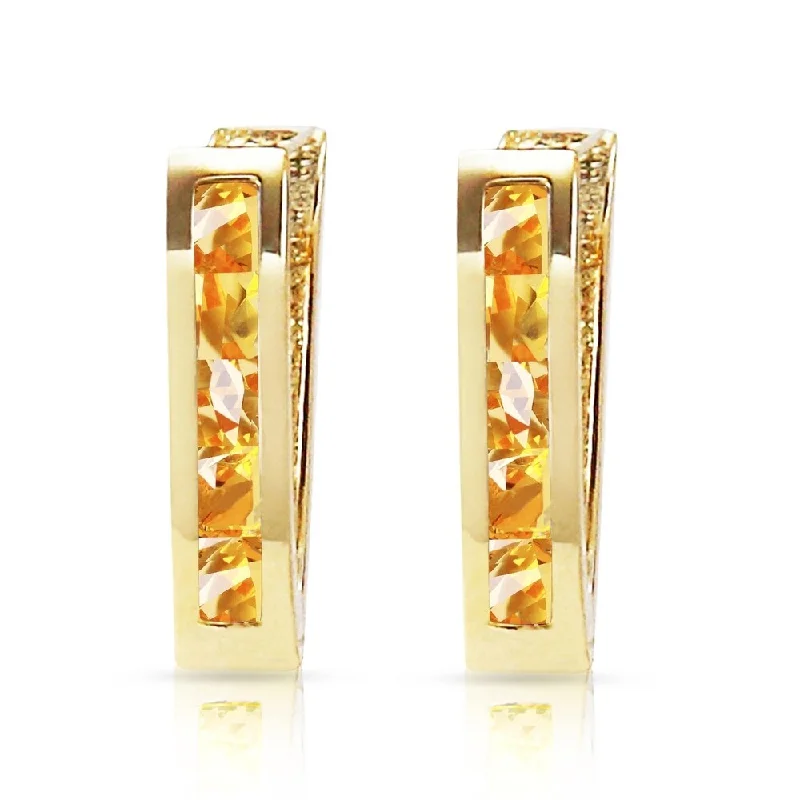 Raw peridot earrings-0.7 Carat 14K Solid Gold Oval Huggie Earrings Citrine