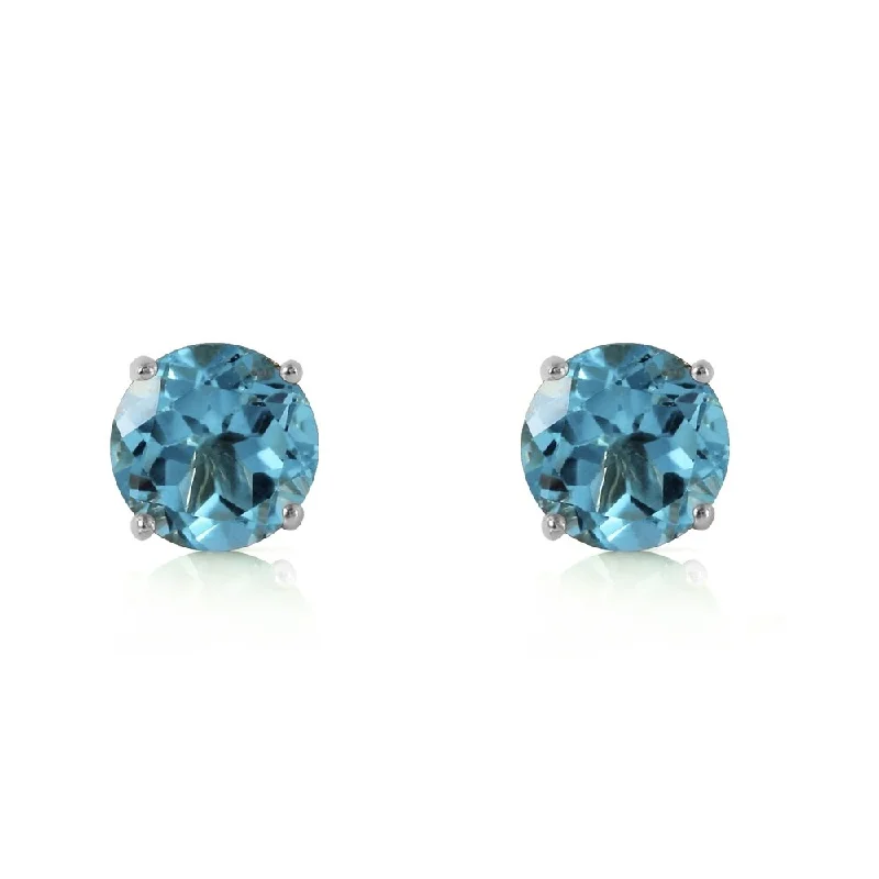 Etched nickel earrings-0.95 Carat 14K Solid White Gold Welcome Light Blue Topaz Earrings