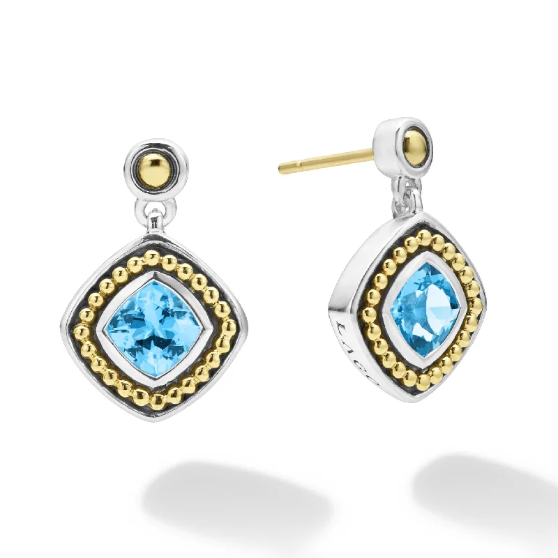 Vivid gold earrings-Swiss Blue Topaz Drop Earrings