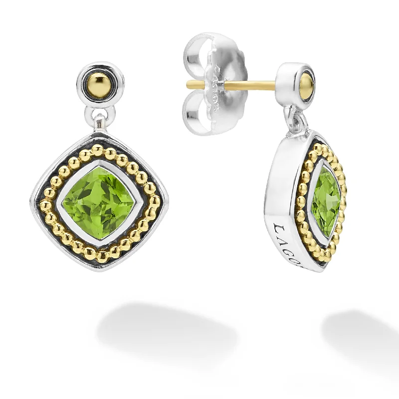 Slim-band earrings-Peridot Drop Earrings