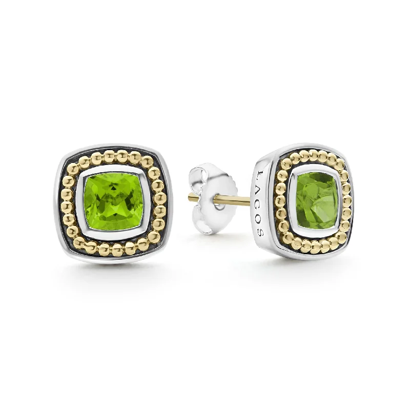 Smooth-cut earrings-Peridot Stud Earrings