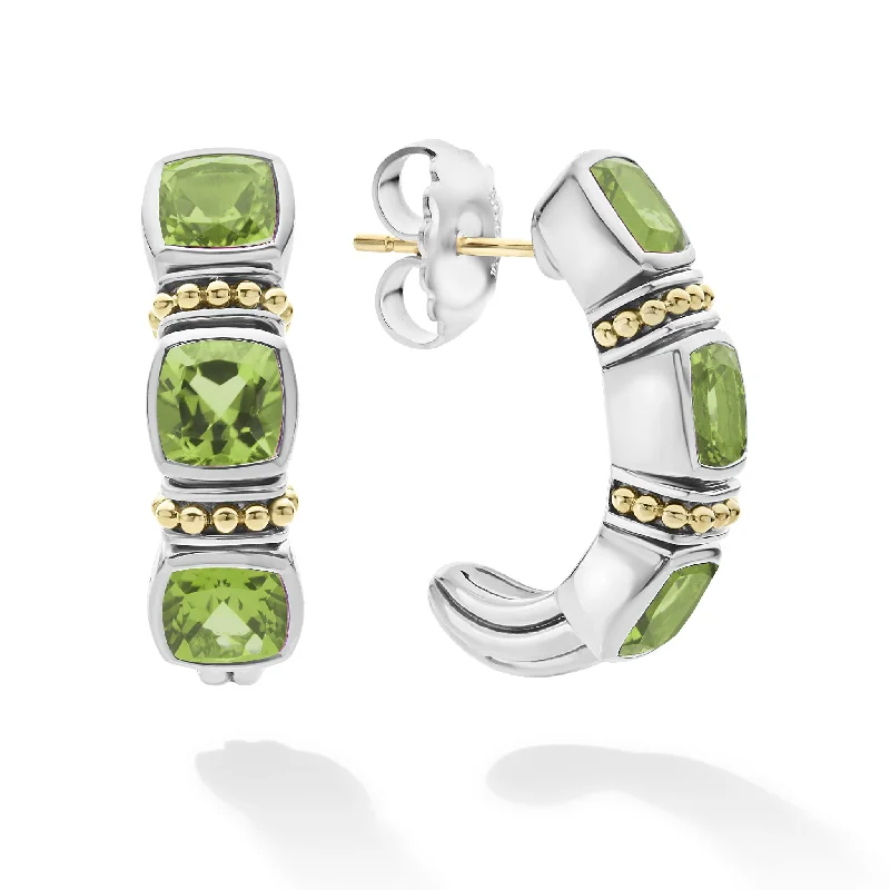 Matte quartzite earrings-Peridot Hoop Earrings