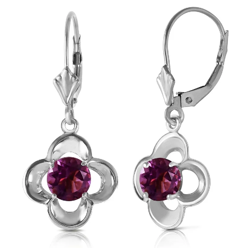 Light-carved earrings-1.1 Carat 14K Solid Gold Amethyst Flower Bloom Gemstone Earrings