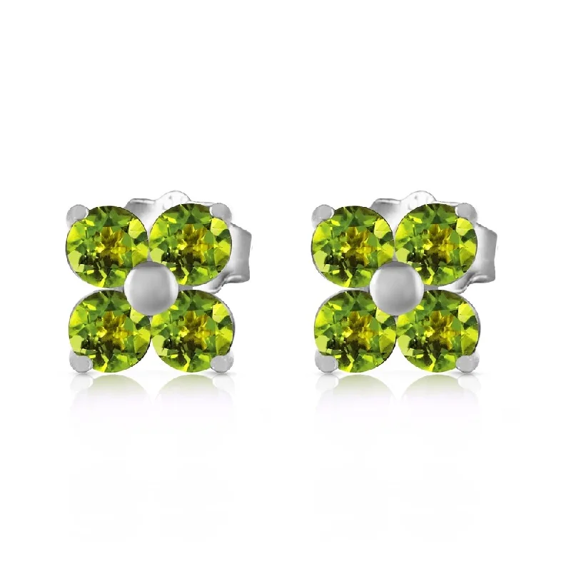 Old emerald earrings-1.15 Carat 14K Solid White Gold Glimmering Smile Peridot Earrings