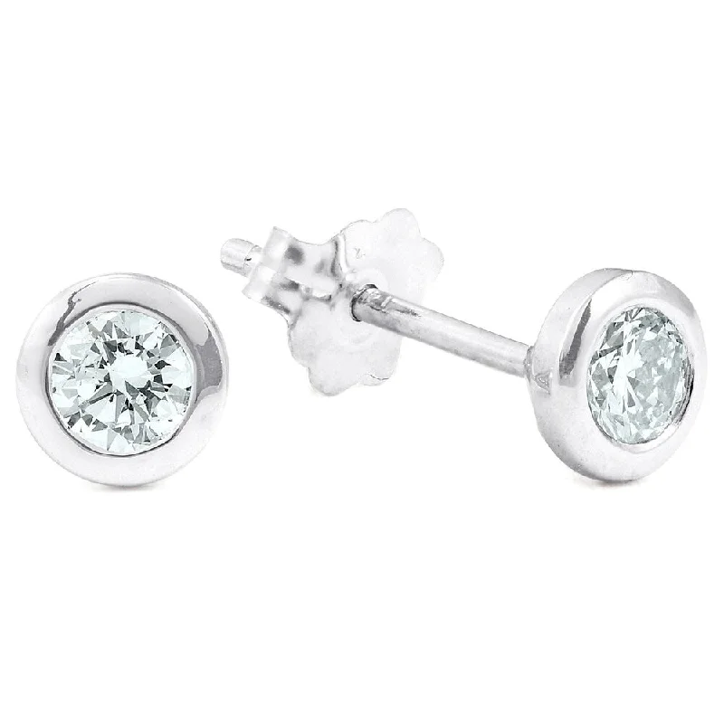 Cultural grooved earrings-1/4 ctw 14k White Gold Diamond Bezel Martini Stud Earrings Lab Grown