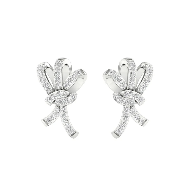 Solar glow earrings-1/5ct TDW Diamond Knot Stud Earrings in 10k Gold by De Couer