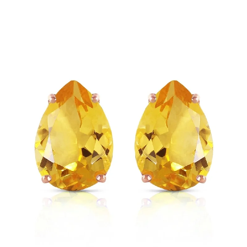 Clipped earrings-10 CTW 14K Solid Rose Gold Pear Shape Citrine Earrings