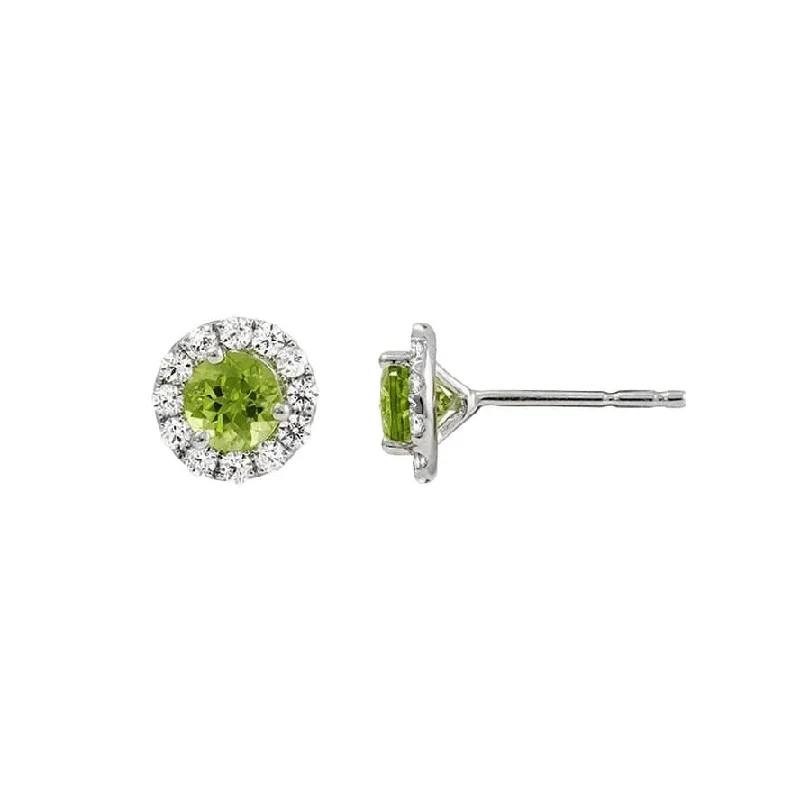 Vivid garnet earrings-Peridot and Diamond Halo Earrings