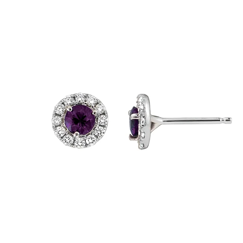 Pocked earrings-Amethyst and Diamond Halo Earrings