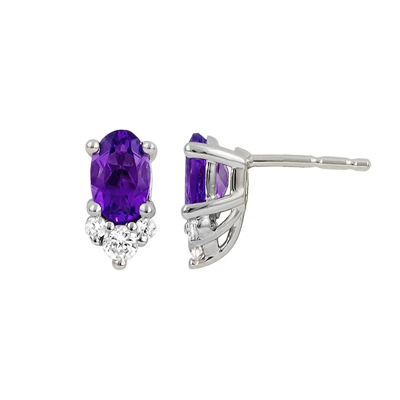 Stout-band earrings-Amethyst & Diamond Earrings