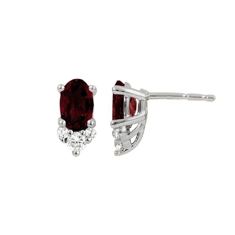 Glossy gold earrings-Garnet and Diamond Earrings