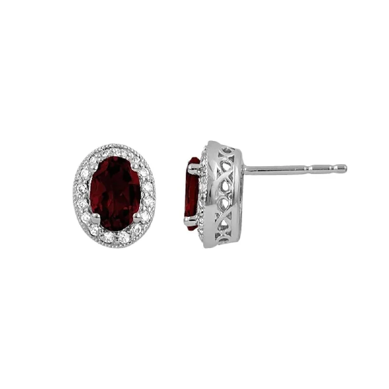 Sprout-bud earrings-Garnet and Diamond Earrings