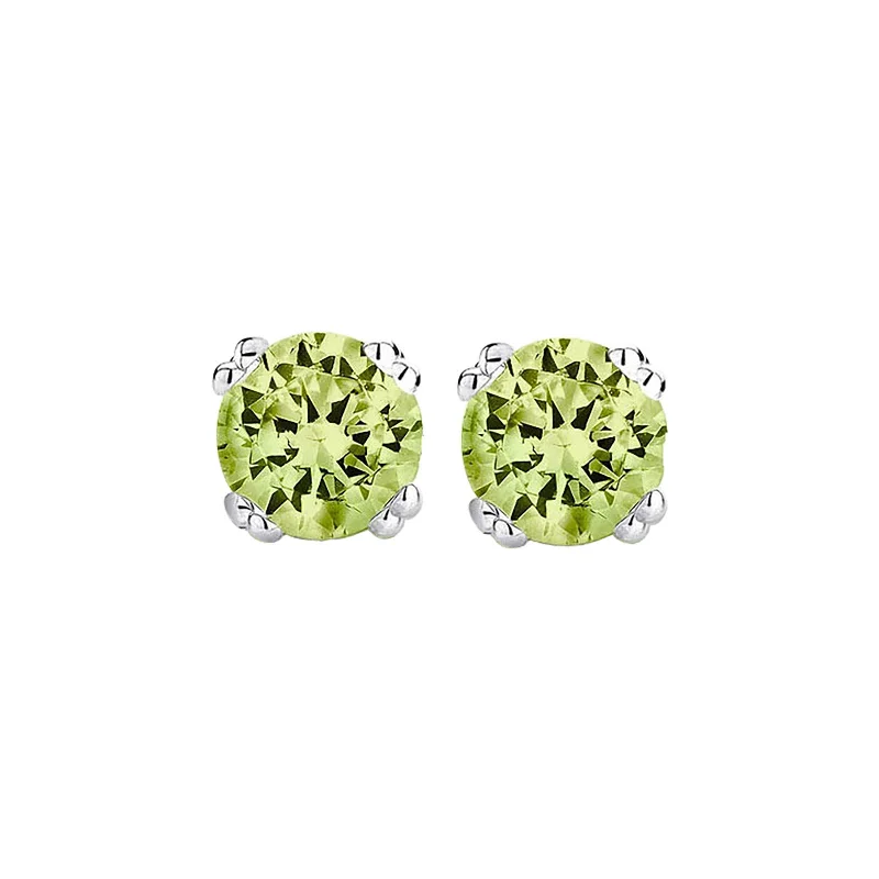 Incised gem earrings-Peridot Stud Earrings