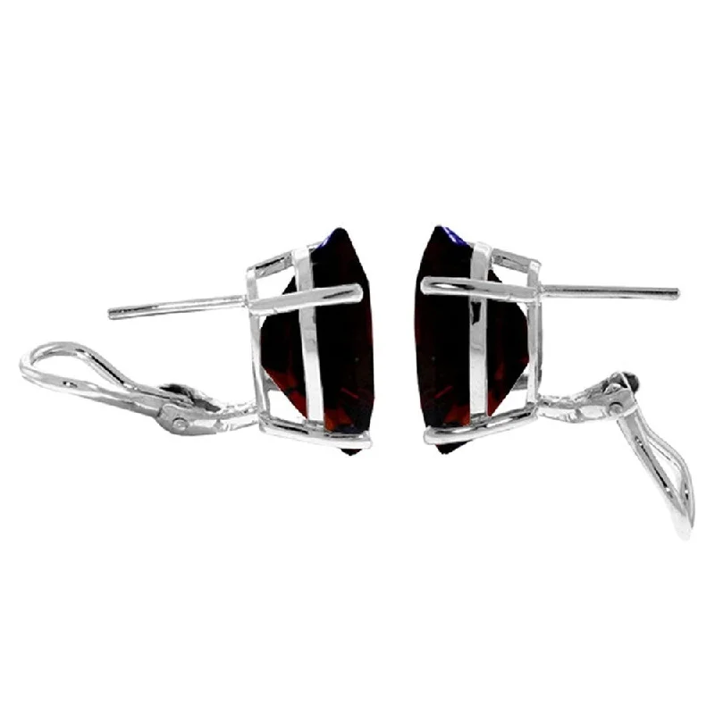 Shadow moon earrings-13 Carat 14K Solid White Gold French Clips Earrings Natural Garnet