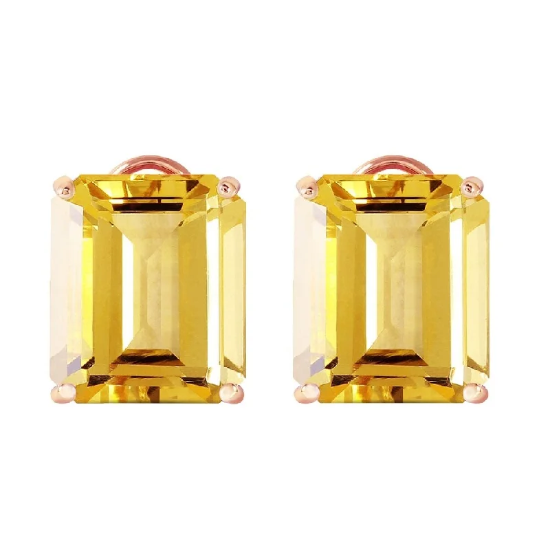 Solid gold earrings-13 CTW 14K Solid Rose Gold Octagon Citrine Earrings