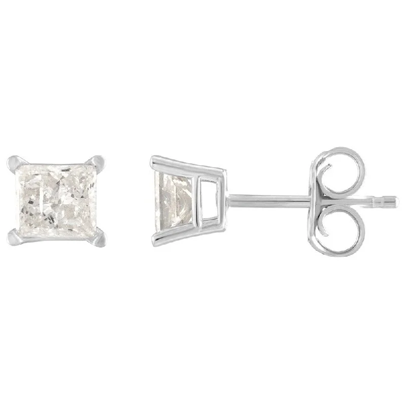 Cast gold earrings-14K Diamond Stud Earring White gold (1/3cttw H-I Color, I2 Clarity) - White H-I