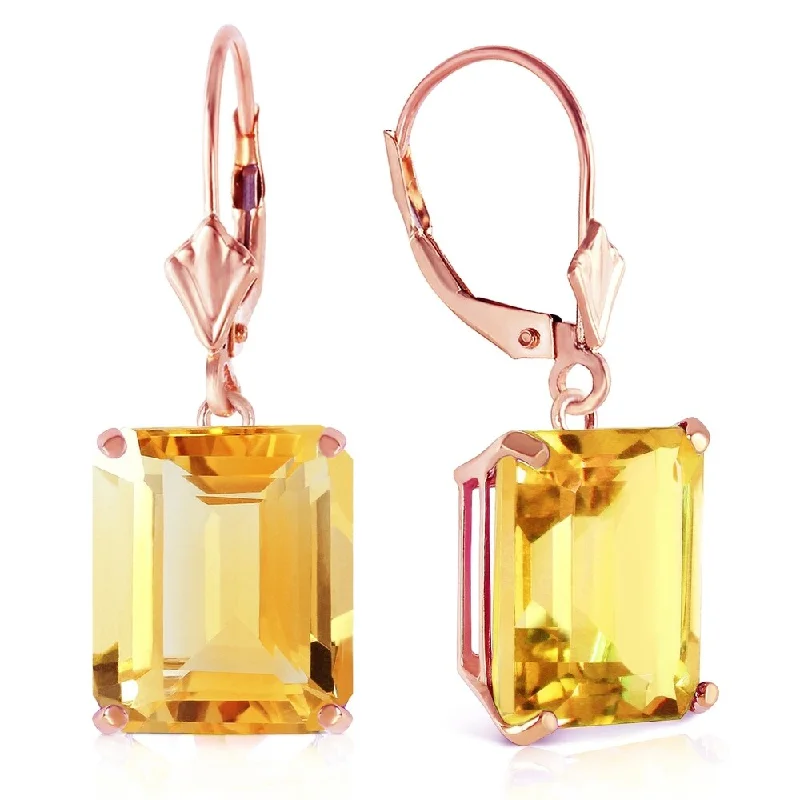 Cool topaz earrings-14K Solid Rose Gold Leverback Earrings with Citrines