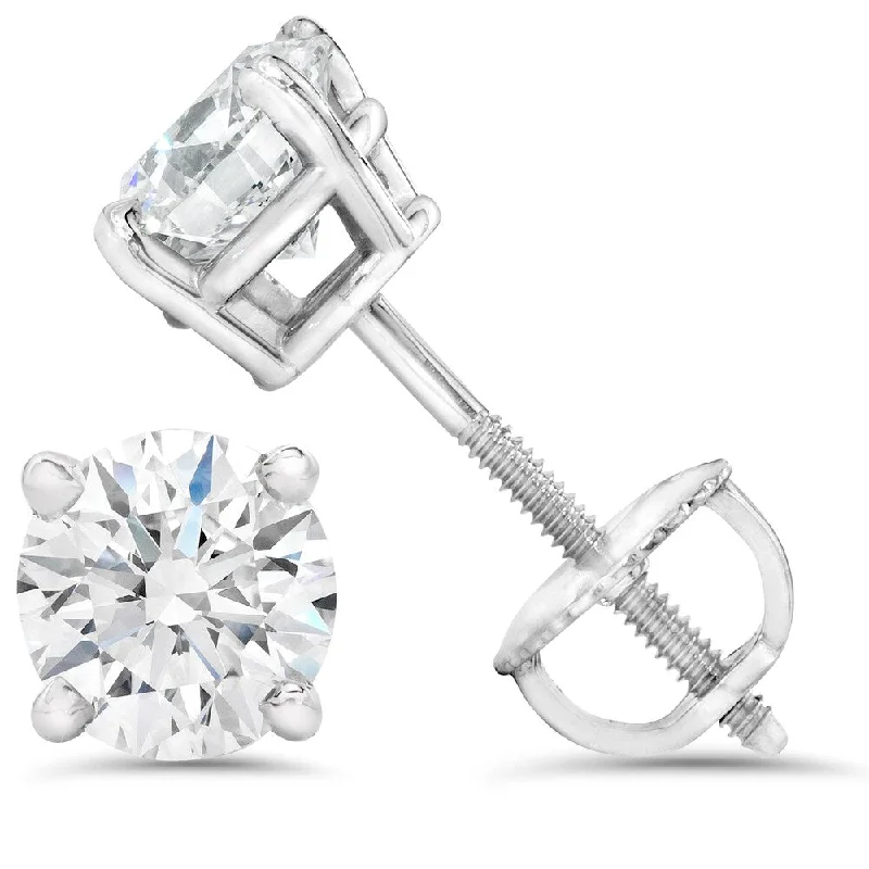 Matte quartzite earrings-14k White Gold 1ct TDW Diamond IGI Certified Screwback Studs (H-I/SI1-I1)