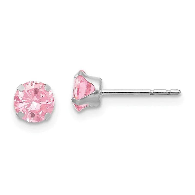 Sprout-bud earrings-14k White Gold Madi K Pink CZ Earrings (L-5 mm, W-5 mm)