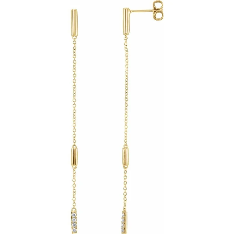 Arching ridge earrings-14k Yellow Gold 1/10 CTW Diamond Chain Dangle Earring for Women