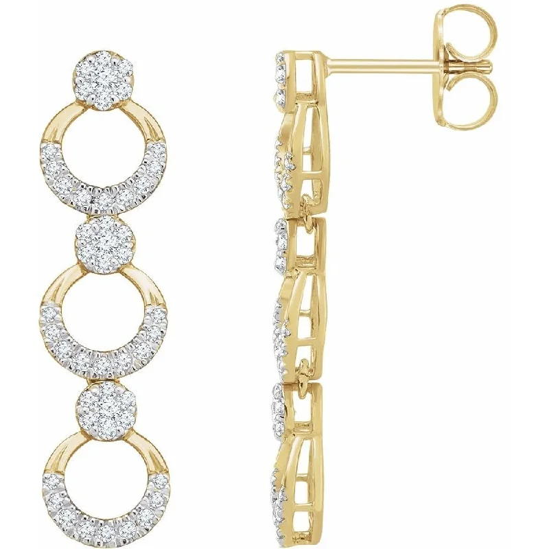 Tilted stone earrings-14k Yellow Gold 1/2 CTW Diamond Geometric Dangle Earring for Women