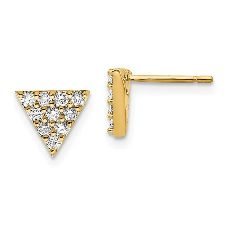 Split crystal earrings-14k Yellow Gold Diamond Triangle Earrings (L-8 mm, W-8 mm)