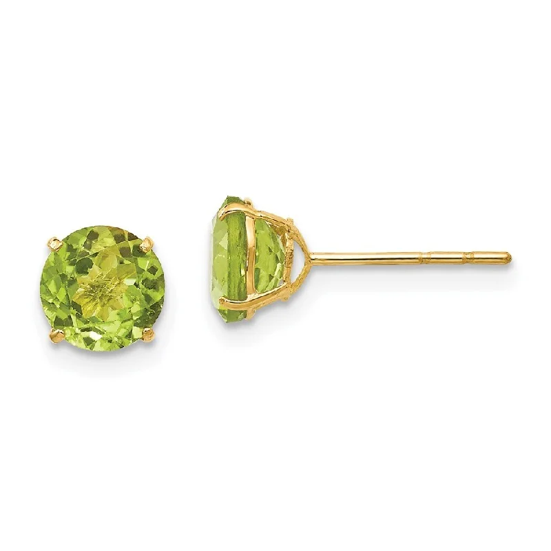 Raw peridot earrings-14k Yellow Gold Madi K Round Peridot Earrings (L-6 mm, W-6 mm)