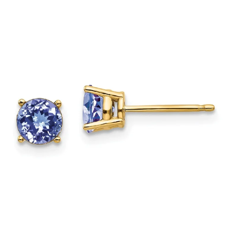 Orbit design earrings-14k Yellow Gold Tanzanite Earrings (L-5 mm, W-5 mm)