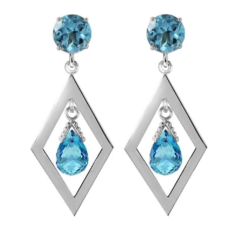 Thick pave earrings-2.4 Carat 14K Solid Gold Make A Comeback Blue Topaz Earrings