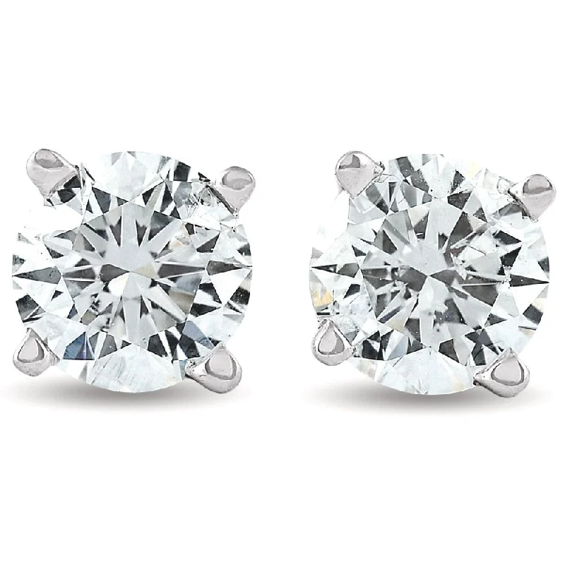 Bold topaz earrings-2 cttw Round Diamond Studs With Screw Backs Enhanced