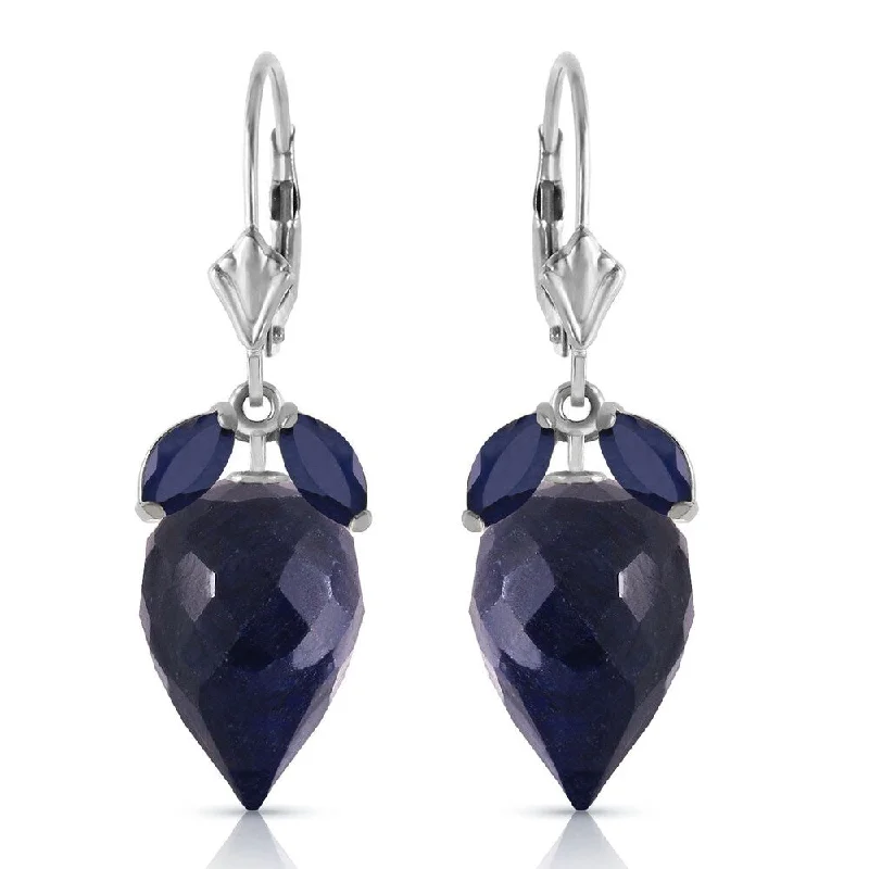 Sprout-bud earrings-26.8 Carat 14K Solid White Gold Earrings Pointy Briolette Sapphire