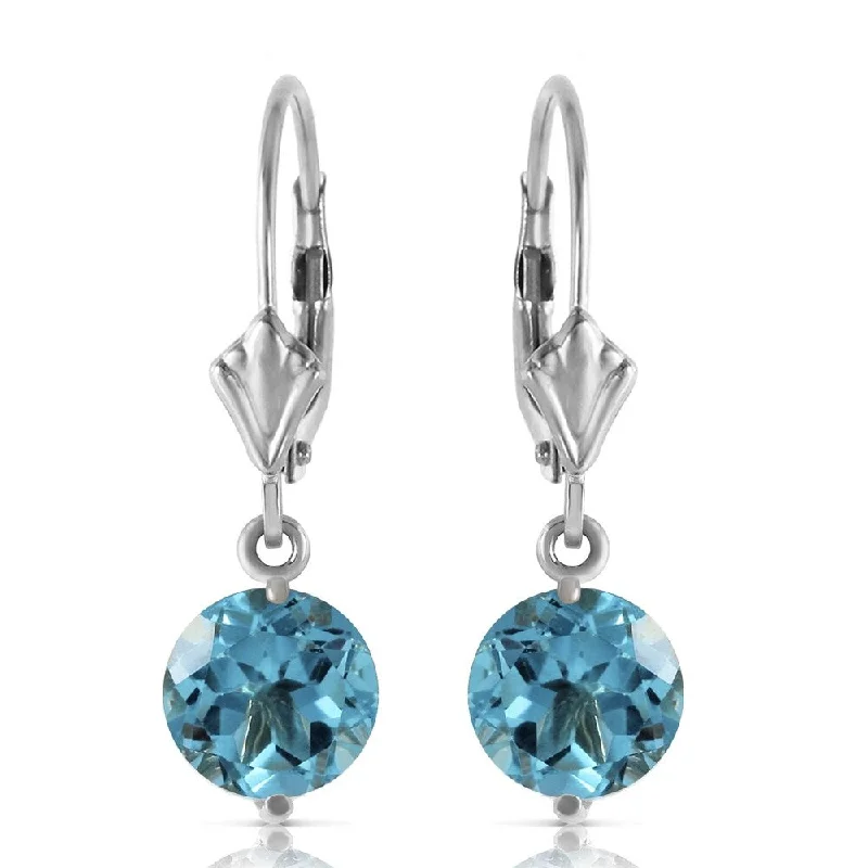 Inset gem earrings-3.1 CTW 14K Solid White Gold Grace Your Ear Blue Topaz Earrings