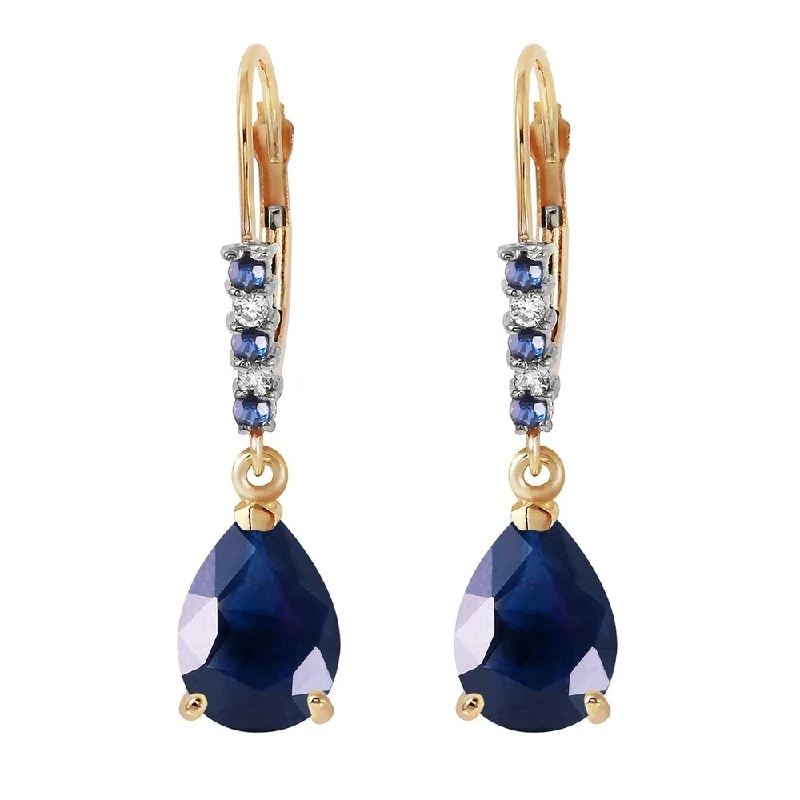 Split crystal earrings-3.18 Carat 14K Solid Gold Longevity Sapphire Diamond Earrings