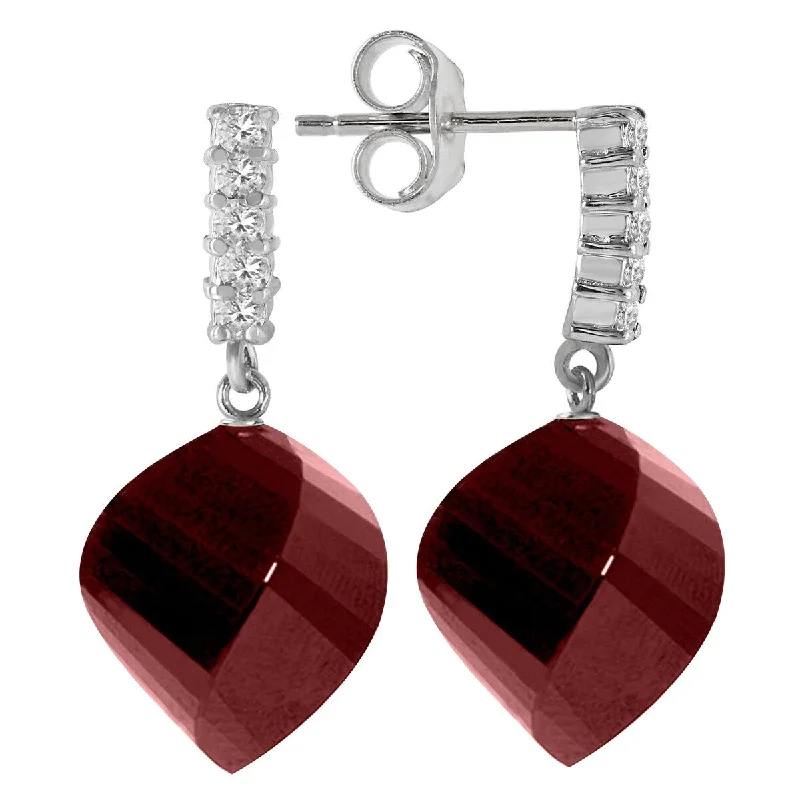 Glossy gold earrings-30.65 Carat 14K Solid Gold Gemstone Earrings Diamond Ruby