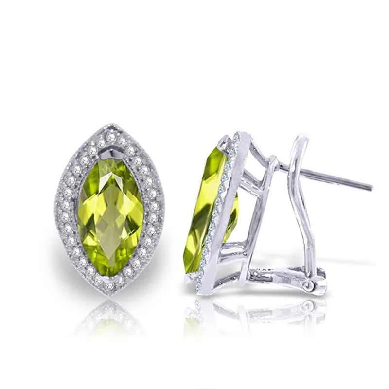 Rich howlite earrings-4.3 Carat 14K Solid Gold French Clips Earrings Diamond Peridot