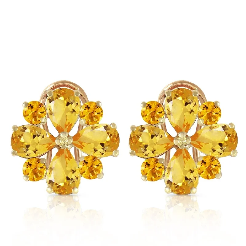 Sprout-bud earrings-4.85 Carat 14K Solid Gold Fiore Citrine Earrings